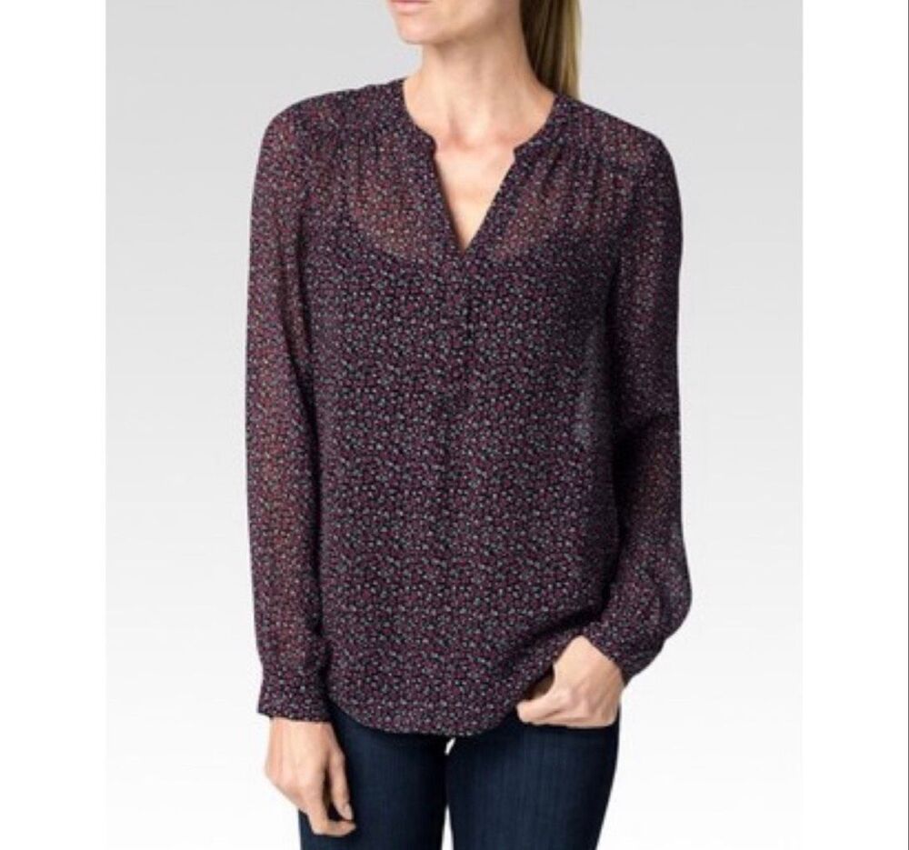 Paige Cheri Crinkle Georgette Silk Chiffon Blouse M